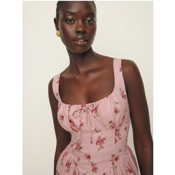 Reformation Balia Linen Dress in TeaTime - Picture 4 of 13